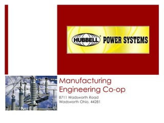 Manufacturing
Engineering Co-op
8711 Wadsworth Road
Wadsworth Ohio, 44281
 