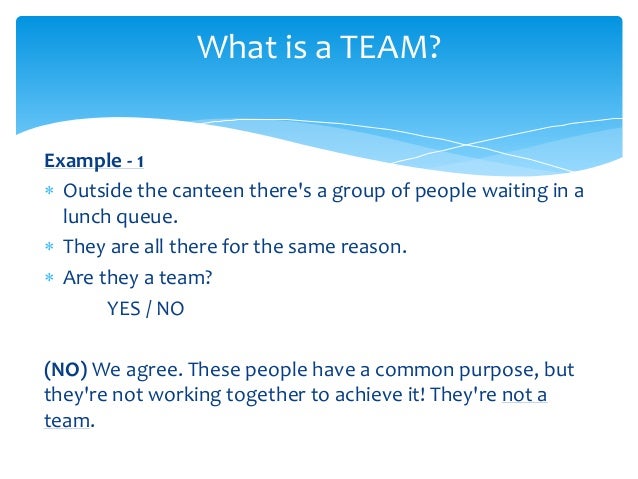 working in a team example