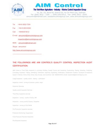 AIM BROCHURE & INSPECTION SURVEY ACTIVITIES DETAILS | PDF