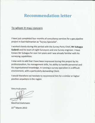 Recommendation letter