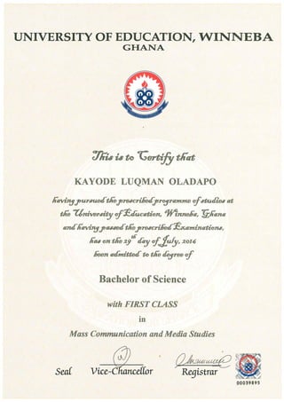 Degree Certificate | PDF