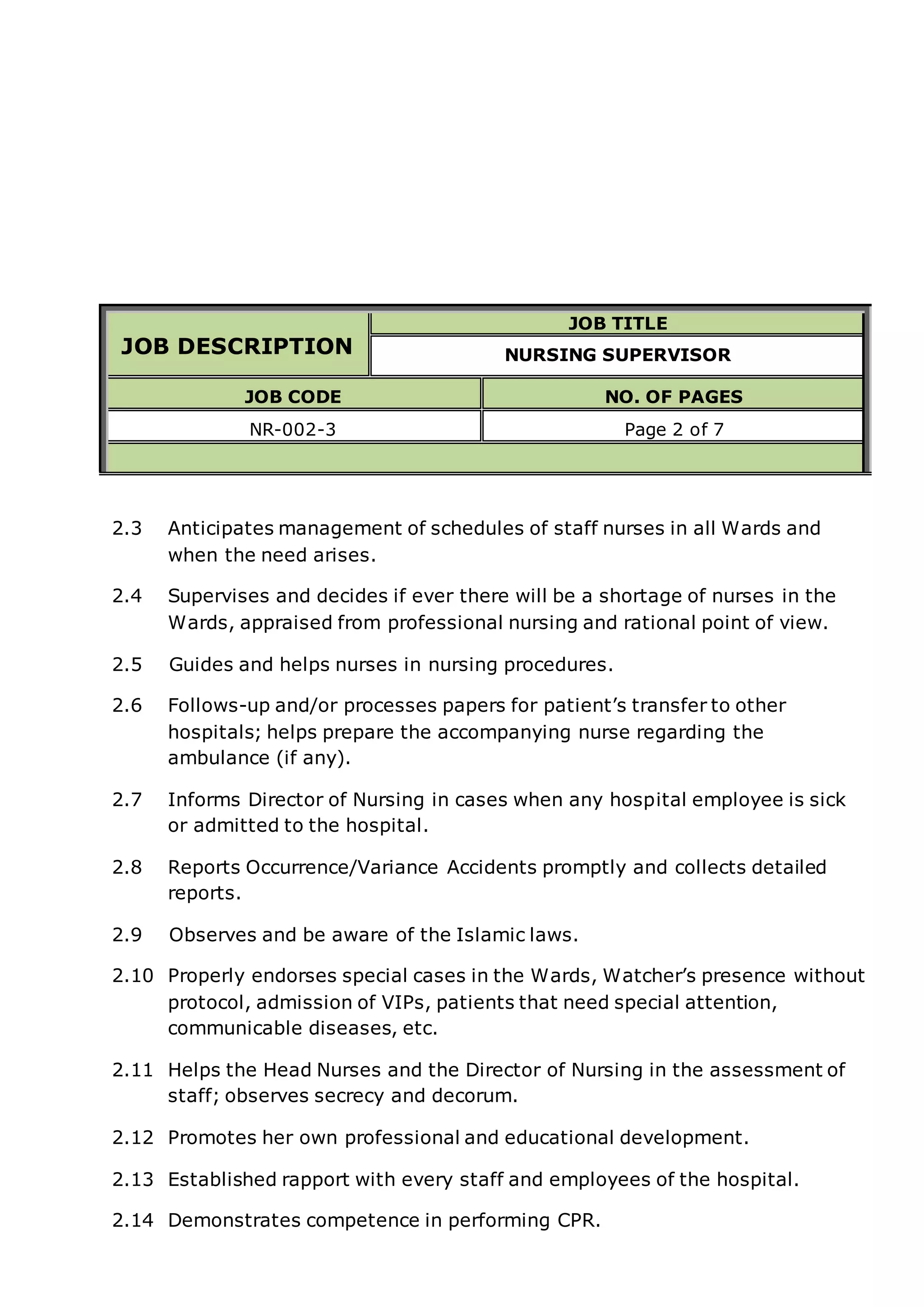 NURSING SUPERVISOR Job Description PDF nursing-supervisor-job-description-pdf