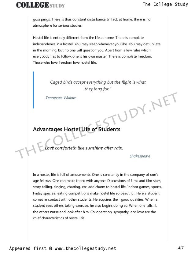 Hostel life essay picture