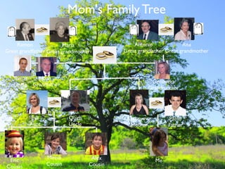 Mom's Family Tree
Ramon
Great grandfather
Maria
Great grandmother
Antonio
Great grandfather
Rita
Great grandmother
Joan
Grandfather
Genoveva
Grandmother
Tomas
Uncle
Genoveva
Mother
Quim
Uncle
Pablo
Father
Eva
Aunt
MeEric
Cousin
Mireia
Cousin
Alex
Cousin