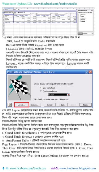 Want more Updates 
Asad Radio
Barisal
62,000.00
Gfv‡eB Avgiv wc‡fvU †Uwe‡ji e¨envi K‡i Avgv‡`i Pvwn`vg‡Zv wi‡cvU© ˆZwi Ki‡Z cvwi|
wc‡fvU †Uwe‡ji †j-AvDU †mU Kiv
Layout... Layout
Layout
ý
ý
Grand Totals for columns
Grand Totals for rows
AutoFormat Table
Page Layout Down,
Then Over Over, Then
Down
Pivot Table Options
 