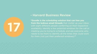 - Harvard Business Review
“Doodle is the scheduling solution that can free you
from the tedious email threads that clutter...