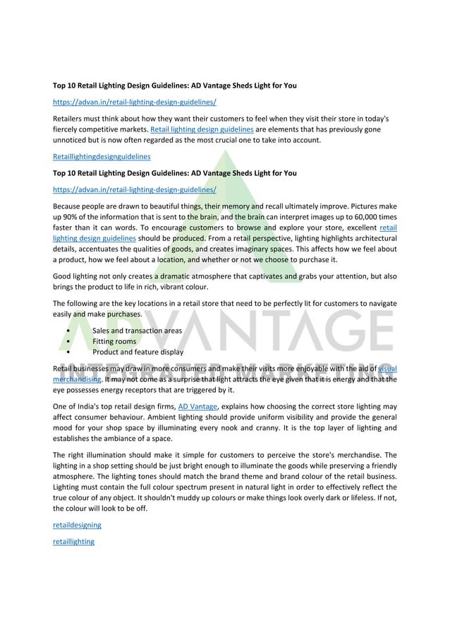Top 10 Retail Lighting Design Guidelines AD Vantage Sheds Light For You