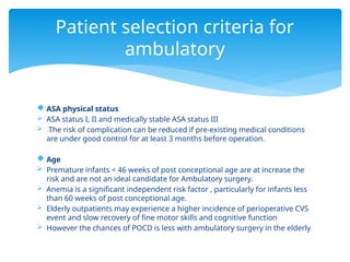 Day care surgery anaesthesia and management of complications in ...