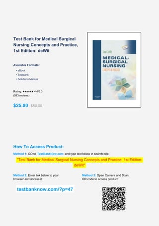 Comprehensive Test Bank for Medical Surgical Nursing Concepts and ...