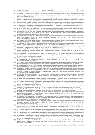 A systematic review of metacognitive dynamics in secondary physics ...