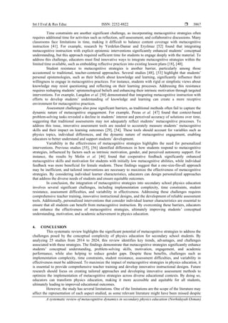 A systematic review of metacognitive dynamics in secondary physics ...