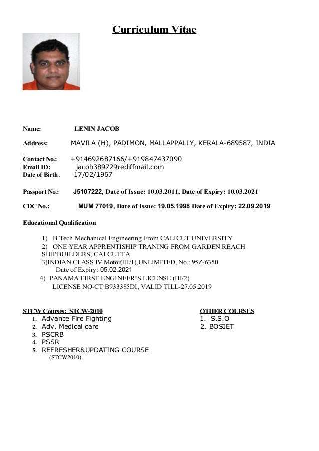 Curriculum vitae examples pdf picture