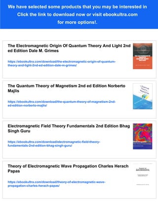 The Electromagnetic Origin Of Quantum Theory And Light 2nd Edition ...