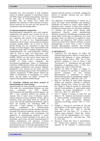 NANOTECHNOLOGY FOR CANCER THERAPY RECENT DEVELOPMENTS | PDF