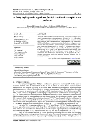A fuzzy logic-genetic algorithm for full truckload transportation ...