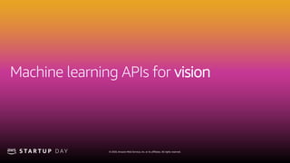 © 2020, Amazon Web Services, Inc. or its affiliates. All rights reserved.
Machine learning APIs for vision
 
