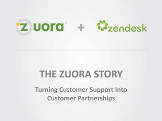 Slide 1 − Zuora Confidential, not for distribution beyond intended recipientSlide 1 − Zuora Confidential, not for distribution beyond intended recipient
THE ZUORA STORY
Turning Customer Support Into
Customer Partnerships
 