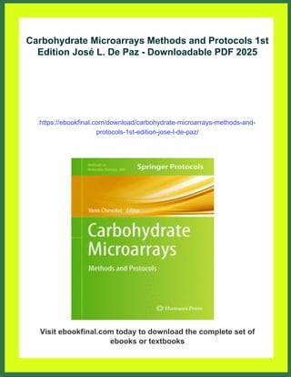 Carbohydrate Microarrays Methods and Protocols 1st Edition José L. De ...