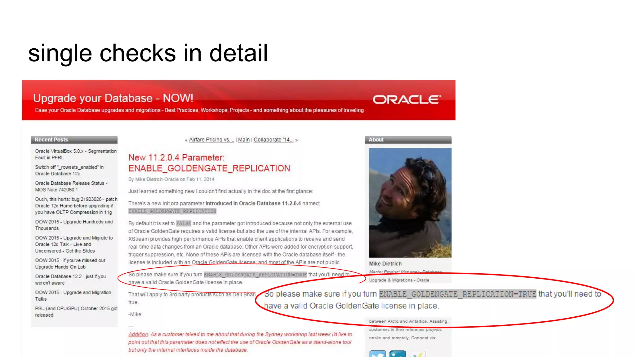 single checks in detail
 