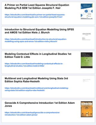 Longitudinal Structural Equation Modeling A Comprehensive Introduction ...