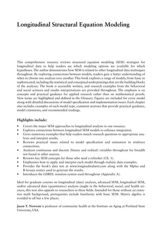 Longitudinal Structural Equation Modeling A Comprehensive Introduction ...