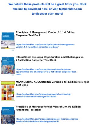 Principles of Management Version 2 1st Edition Carpenter Test Bank | PDF