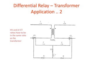 Differential Relay – Transformer
Application .. 2
HV and LV CT
ratios have to be
in the same ratio
as the
transformer
 