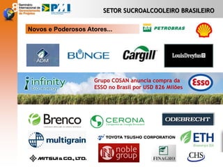 Novos e Poderosos Atores...
Grupo COSAN anuncia compra da
ESSO no Brasil por USD 826 Milões
SETOR SUCROALCOOLEIRO BRASILEIRO
 
