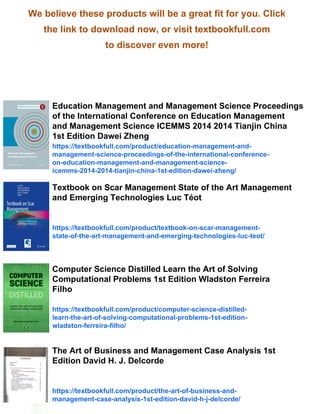 Computational Management Science State of the Art 2014 1st Edition ...