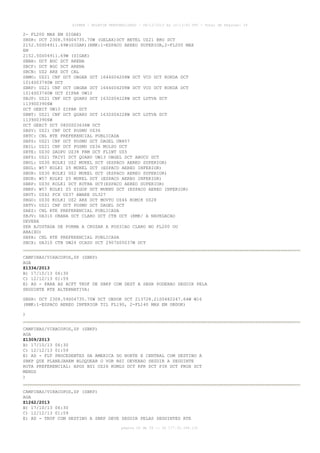 AISWEB - BOLETIM PERSONALIZADO - 08/12/2013 às 10:13:00 UTC - Total de Páginas: 39

2- FL200 MAX EM SIGAK)
SBSR: DCT 2308.59S04735.70W (GELAX)DCT BETEL UZ21 BRU DCT
2152.50S04911.69W(SIGAK)(RMK:1-ESPACO AEREO SUPERIOR,2-FL200 MAX
EM
2152.50S04911.69W (SIGAK)
SBBH: DCT BGC DCT ARENA
SBCF: DCT BGC DCT ARENA
SBCN: UZ2 ARX DCT CAL
SBMO: UZ21 CNF DCT OBGAR DCT 1644S04208W DCT VCO DCT KOKDA DCT
1014S03740W DCT
SBRF: UZ21 CNF DCT OBGAR DCT 1644S04208W DCT VCO DCT KOKDA DCT
1014S03740W DCT ZIPAR UW10
SBJP: UZ21 CNF DCT QUARU DCT 1632S04228W DCT LUTVA DCT
1139S03906W
DCT GEBIT UW10 ZIPAR DCT
SBNT: UZ21 CNF DCT QUARU DCT 1632S04228W DCT LUTVA DCT
1139S03906W
DCT GEBIT DCT 0800S03636W DCT
SBSV: UZ21 CNF DCT POSMU UZ36
SBTC: CNL RTE PREFERENCIAL PUBLICADA
SBPS: UZ21 CNF DCT POSMU DCT DAGEL UN857
SBIL: UZ21 CNF DCT POSMU UZ36 MULSO DCT
SBTE: UZ30 DADPU UZ38 FRM DCT FLINT UZ5
SBFZ: UZ21 TRIVI DCT QUARU UW13 OBGEL DCT ABUCU DCT
SBUL: UZ30 KOLKI UZ2 MUKEL DCT (ESPACO AEREO SUPERIOR)
SBUL: W57 KOLKI Z5 MUKEL DCT (ESPACO AEREO INFERIOR)
SBUR: UZ30 KOLKI UZ2 MUKEL DCT (ESPACO AEREO SUPERIOR)
SBUR: W57 KOLKI Z5 MUKEL DCT (ESPACO AEREO INFERIOR)
SBRP: UZ30 KOLKI DCT KOTRA DCT(ESPACO AEREO SUPERIOR)
SBRP: W57 KOLKI Z5 SIGOP DCT MUKNU DCT (ESPACO AEREO INFERIOR)
SBVT: UZ42 PCX UZ37 AWAKE UL327
SBGO: UZ30 KOLKI UZ2 ARX DCT MOVTO UZ46 ROMIK UZ28
SBTV: UZ21 CNF DCT POSMU DCT DAGEL DCT
SAEZ: CNL RTE PREFERENCIAL PUBLICADA
SBJV: UA310 ORANA DCT CLARO DCT CTB DCT (RMK/ A NAVEGACAO
DEVERA
SER AJUSTADA DE FORMA A CRUZAR A POSICAO CLARO NO FL200 OU
ABAIXO)
SBPA: CNL RTE PREFERENCIAL PUBLICADA
SBCX: UA310 CTB UW24 OCASO DCT 2907S05037W DCT
CAMPINAS/VIRACOPOS,SP (SBKP)
AGA
Z1334/2013
B) 17/10/13 06:30
C) 12/12/13 01:59
E) AD - PARA AS ACFT TKOF DE SBKP COM DEST A SBSR PODERAO SEGUIR PELA
SEGUINTE RTE ALTERNATIVA:
SBSR: DCT 2308.59S04735.70W DCT OBDOK DCT 213728.21S0482247.64W W16
(RMK:1-ESPACO AEREO INFERIOR TIL FL190, 2-FL140 MAX EM OBDOK)
)
CAMPINAS/VIRACOPOS,SP (SBKP)
AGA
Z1309/2013
B) 17/10/13 06:30
C) 12/12/13 01:59
E) AD - FLT PROCEDENTES DA AMERICA DO NORTE E CENTRAL COM DESTINO A
SBKP QUE PLANEJAREM BLOQUEAR O VOR BSI DEVERAO SEGUIR A SEGUINTE
ROTA PREFERENCIAL: APOS BSI UZ26 KOMLU DCT RPR DCT PIR DCT PROX DCT
MENDS
)
CAMPINAS/VIRACOPOS,SP (SBKP)
AGA
Z1262/2013
B) 17/10/13 06:30
C) 12/12/13 01:59
E) AD - TKOF COM DESTINO A SBKP DEVE SEGUIR PELAS SEGUINTES RTE
página 20 de 39 :: IP 177.32.186.131

 