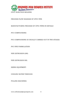 Detailed Project Report on UPVC AND CPVC PIPE AND FITTING | PDF