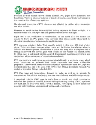Detailed Project Report on UPVC AND CPVC PIPE AND FITTING | PDF