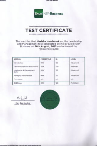 Test Certificate-Excel With Business