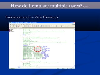How do I emulate multiple users? Contd..
Parameterization – View Parameter
 