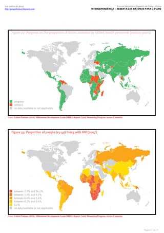 luís palma de jesus
http://geografismos.blogspot.com

Escola Secundária Severim de Faria – Évora
INTERDEPENDÊNCIA – SEBENTA DAS MATÉRIAS PARA O 9º ANO

Fonte: United Nations (2010). Millennium Development Goals (MDG) Report Card, Measuring Progress Across Countries

Fonte: United Nations (2010). Millennium Development Goals (MDG) Report Card, Measuring Progress Across Countries

Página 17 de 19

 