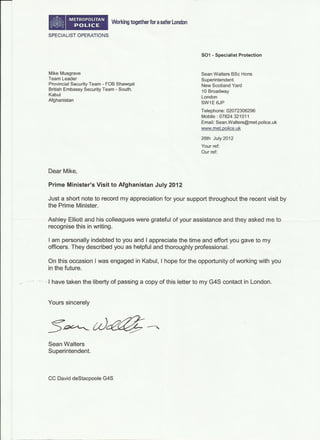 SO1 Letter of Appreciation - PM Visit July 2012