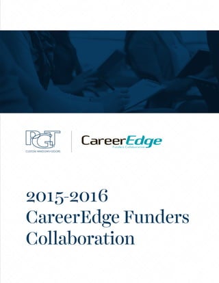 2015-2016
CareerEdge Funders
Collaboration
WorkforceDev-GrantFunderReport.indd 2 9/9/2016 1:28:34 PM
 