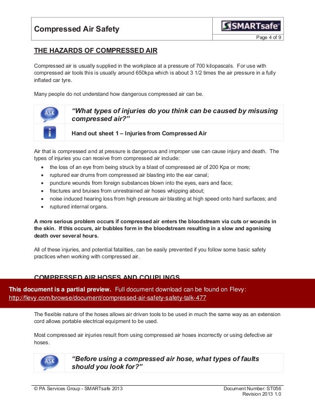 Compressed Air Safety Safety Talk