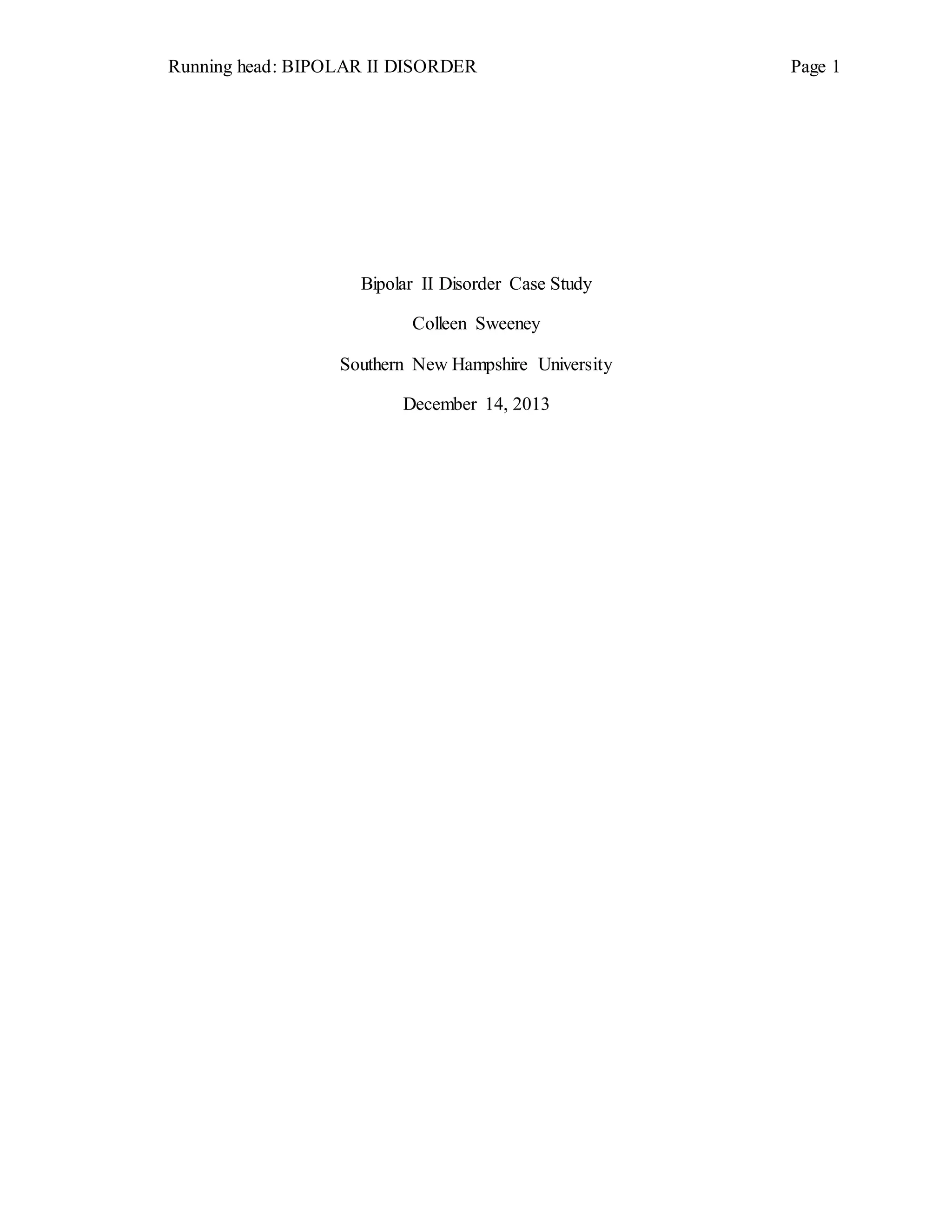 Bipolar II Case Study | PDF