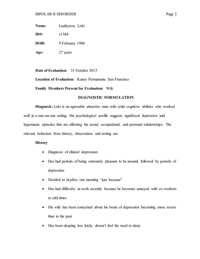 Bipolar Case Study