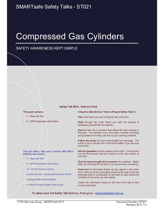 Compressed Gas Cylinders Safety Talk