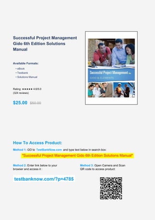 Comprehensive Guide to Successful Project Management: Gido 6th Edition ...