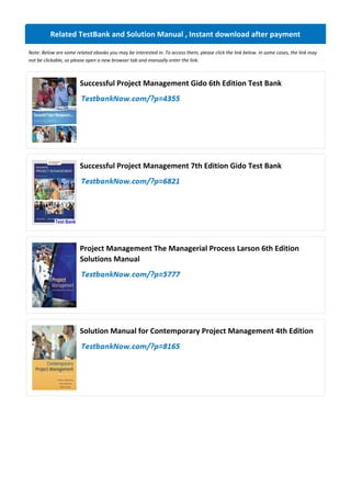 Comprehensive Guide to Successful Project Management: Gido 6th Edition ...
