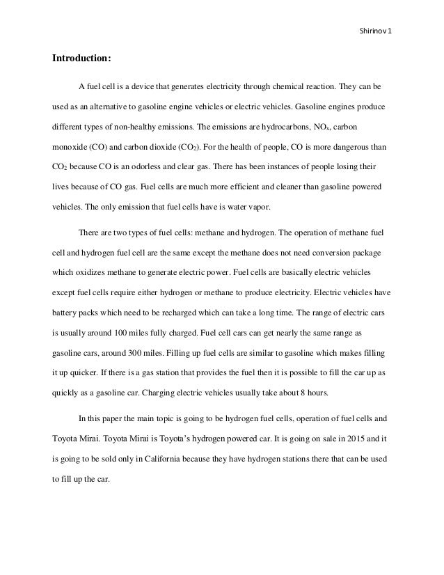 Research paper on fuel cells