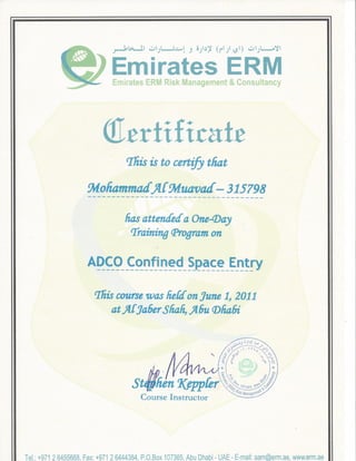 Mohammad Certificate 