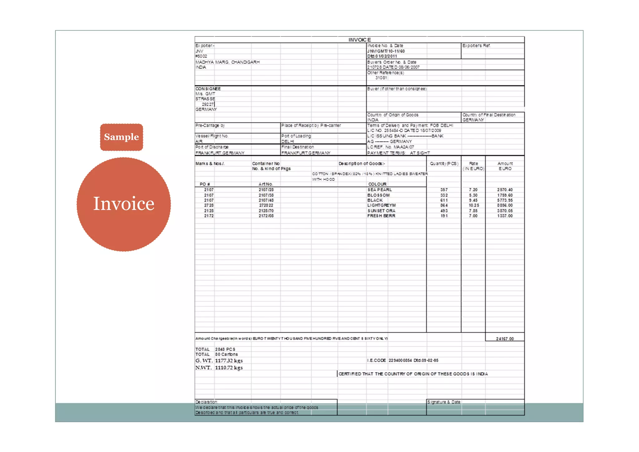 Sample 
Invoice 
 