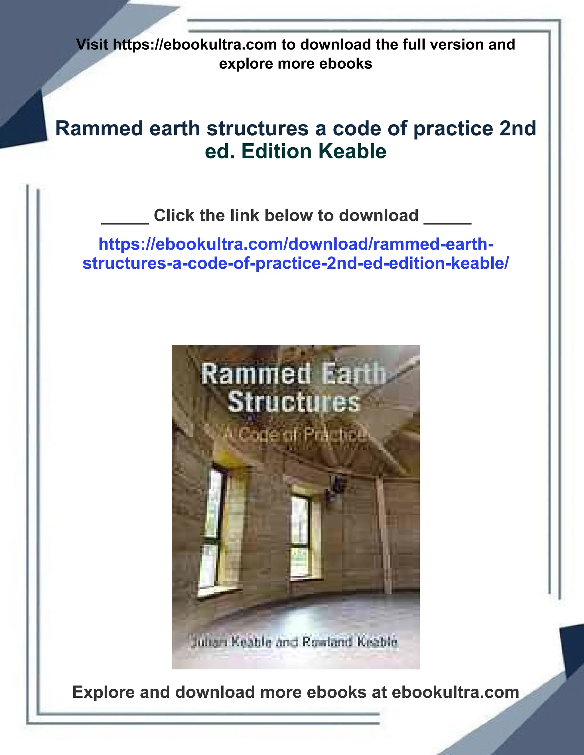 Codes Rammed Earth Rammed earth structures a code of practice 2nd ed. Edition Keable | PDF