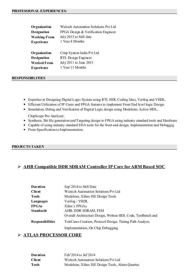 Fpga sample resume