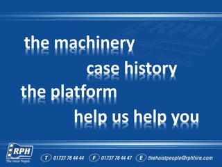 the machinery
case history
the platform
help us help you
 