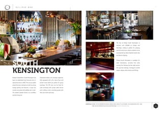 31
Downstairs holds a chic boutique nightclub,
fully equipped with a DJ, dance floor and
private rooms which are perfect for group
bookings. The VIP room can be hired for
total exclusivity with private table service
and a sliding curtain, providing guests with
their own secret sanctuary.
Eclipse Cocktail Bar in South Kensington has
been an established local favourite since it
opened its doors in 2003. The venue’s stylish
street-front bar is decked out with low-slung
lounge seating and features a unique bar
counter encrusted with pebbles set in resin.
The heated outside terrace is an excellent
summer hang-out.
SOUTH
KENSINGTON
E C L I P S E B A R
The bar at Eclipse South Kensington is
licensed until 3:00AM on Fridays and
Saturdays, making it perfect for partying
until the early hours, where cocktails can be
accompanied by Asian-inspired snacks that
are ideal for sharing.
Eclipse South Kensington is available for
table reservations, exclusive hire, early
evening hire followed by late night section
hire gourmet catering, mixology & cocktail
master classes, photo-shoots and filming.
ESSENTIALS WHERE: 158 OLD BROMPTON ROAD LONDON SW5 CAPACITY: 40 UPSTAIRS, 120 DOWNSTAIRS UNTIL: 3AM
TUBE: SOUTH KENSINGTON OR GLOUCESTER ROAD WWW.ECLIPSEBARS.COM
 